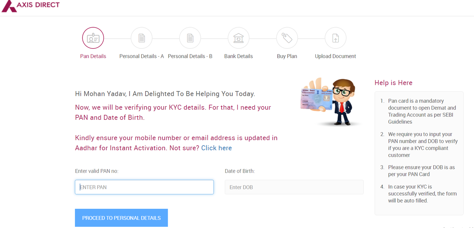 Axis Bank Direct Account Step-2