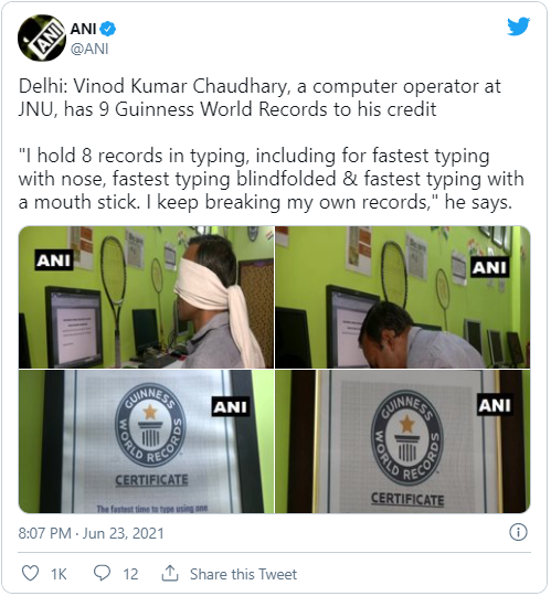 This computer operator of JNU has 9 Guinness World Records, out of which 8 are for typing skills credityatra